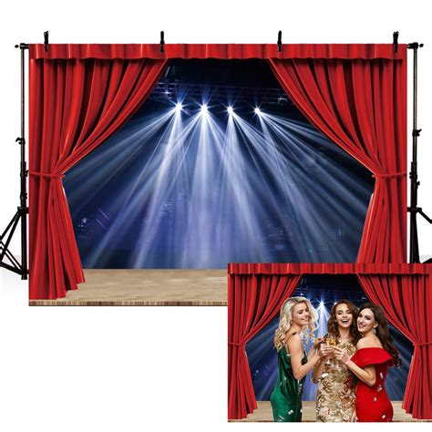 Buy 8x6ft Theater Stage Backdrop Red Curtains Interior Spotlights ...