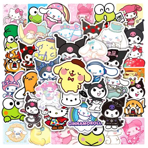 Buy 50 Pcs My Melody and Kuromi Stickers, Hello Kitty Kitty Stickers, Cinnamoroll Pompompurin ...