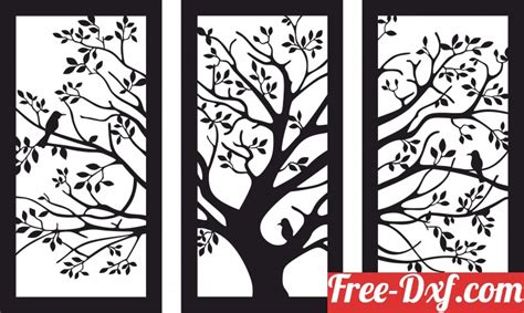 Download tree panels wall art 0Lcjf High quality free Dxf files,