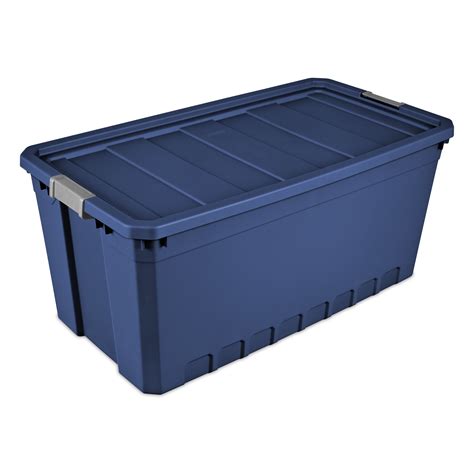 3pk Plastic Storage Containers Large Blue 50 Gallon Stacking Bin Box Tote W Lid 841342100771 | eBay