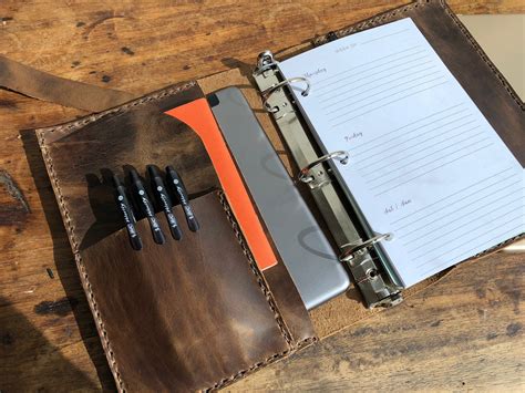 3 ring binder, Personal organizer, Refillable notebook, Mini three ring binder, Custom leather ...