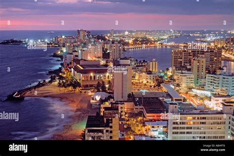 San Juan Puerto Rico View over El Condado at night Stock Photo - Alamy