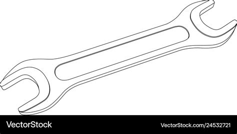 Wrench outline drawing Royalty Free Vector Image