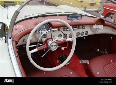 The interior of a 1955 Corvette Stock Photo - Alamy