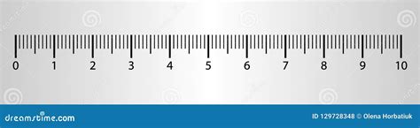 10 Centimeters Ruler Measurement Tool with Numbers Scale. Vector Cm Chart with Millimeter Grid ...