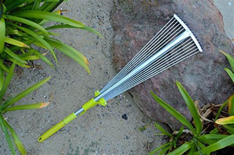 MLTOOLS® 64-inch Adjustable Garden Leaf Rake - Flat Tine Adjustable Steel Rake with Extendable ...