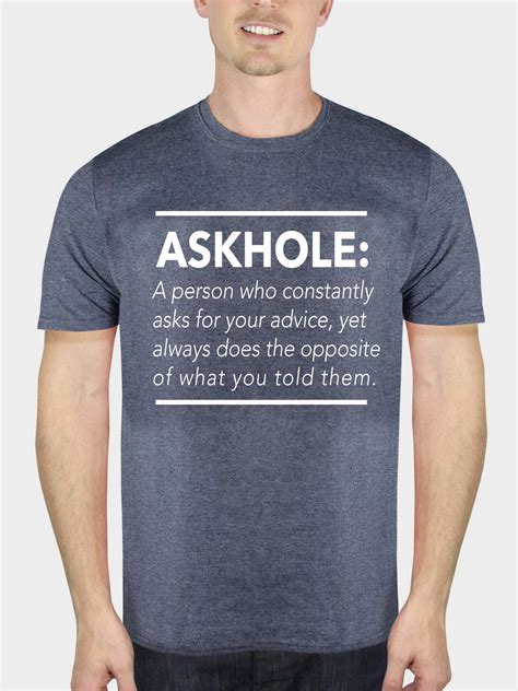 Askhole Funny Attitude Men's Heather Navy Graphic T-Shirt, up to Size 2XL - Walmart.com