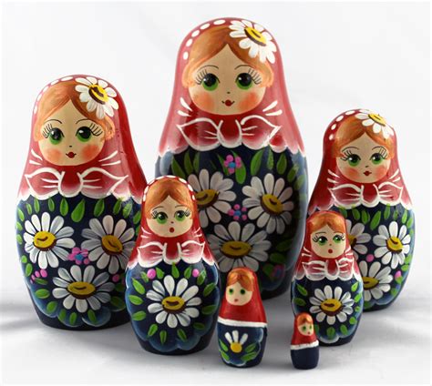 Colorful Babushka Matryoshka Traditional Dolls With Wildflowers, Russian Gifts Arts Ornaments ...