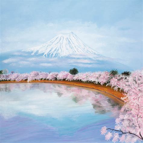 Icon Mt Fuji Sakura Cherry Blossom Japanese Landscape Original | Etsy