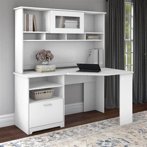 White 60 Inch Corner Desk with Hutch - Cabot | RC Willey Furniture Store