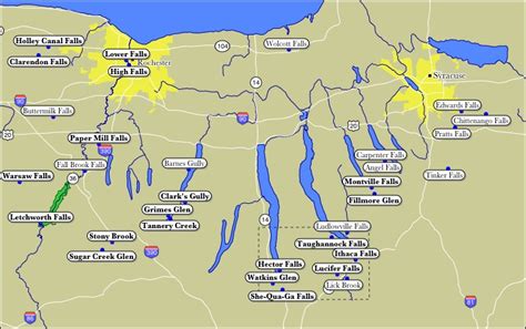 Map of WaterFalls of the Finger Lakes