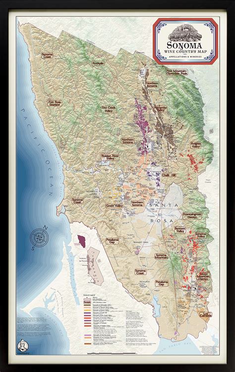 Wine Regions of Sonoma County Map – Framed - VinMaps