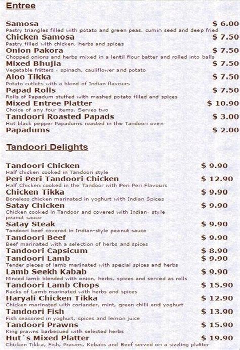 Tandoori Hut Menu, Menu for Tandoori Hut, City Centre, Adelaide - Urbanspoon/Zomato