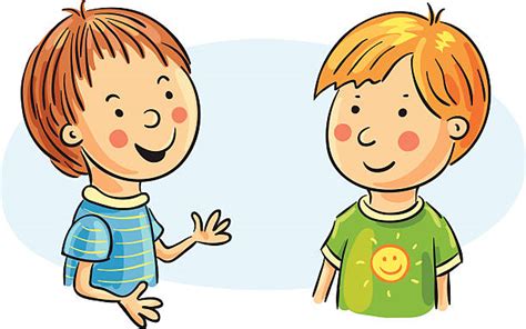 Two Cartoon Boys Talking Illustrations, Royalty-Free Vector Graphics & Clip Art - iStock