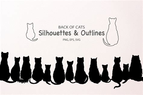 Cat SVG Silhouettes and Outlines, SVG EPS