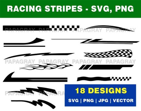 Car Racing Stripes Decal Pack 18 Designs Digital Download | Etsy