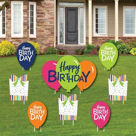 Cheerful Happy Birthday - Yard Sign and Outdoor Lawn Decorations - Colorful Birthday Party Yard ...