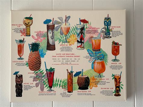 Vintage Hawaiian Tiki Drink Menu Print 11x14 on | Etsy