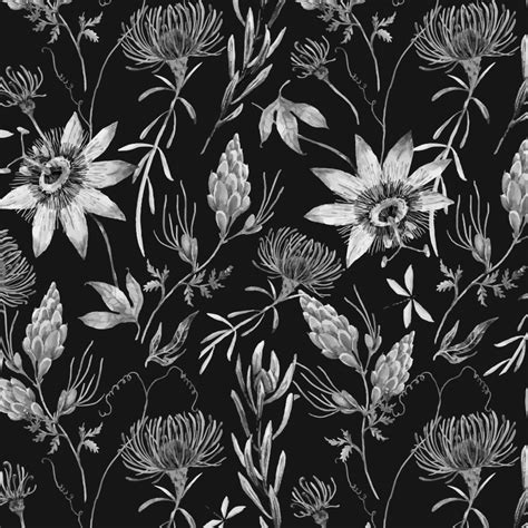 Black Floral Wallpaper - Peel And Stick - The Wallberry