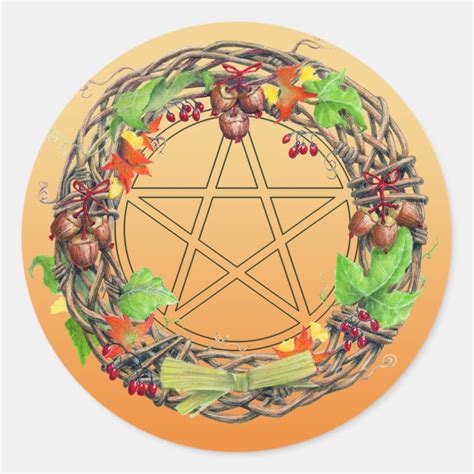 Mabon Wreath Classic Round Sticker | Zazzle