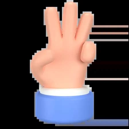 Three Fingers Hand Gesture Emoji 3D Icon download in PNG, OBJ or Blend ...