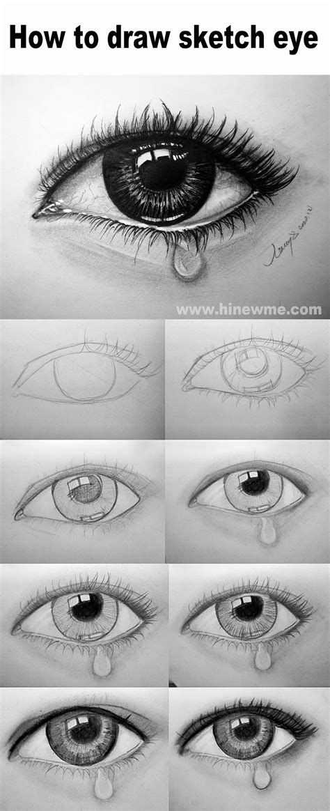 How to draw sketch crying eye step by step