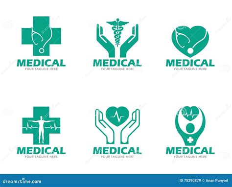 Green Medical and Health Care Logo Vector Set Design Stock Vector - Illustration of health ...