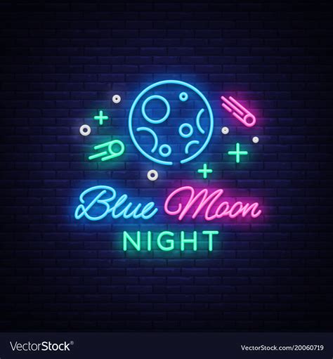 Blue moon night club logo in neon style neon sign Vector Image