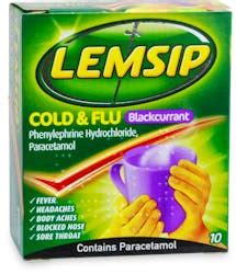 Lemsip Cold & Flu Blackcurrant Sachets 10 Sachets | medino