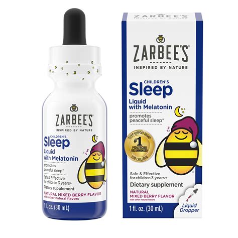 Zarbee's Kids Sleep Supplement Liquid with 1mg Melatonin, Drug-Free & Effective, Easy to Take ...