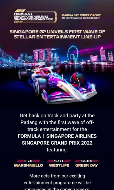 F1 Formula One Singapore GP Grand Prix General Admission Zone 4 Walkabout Tickets 3 Day Pass ...