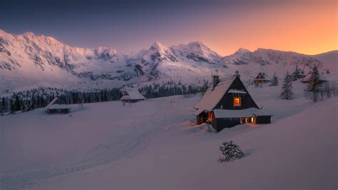 Evening in Winter Snowy HOuse Wallpaper, HD Nature 4K Wallpapers, Images and Background ...