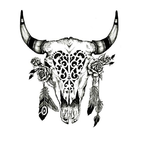 Longhorn Skull Sketch at PaintingValley.com | Explore collection of ...