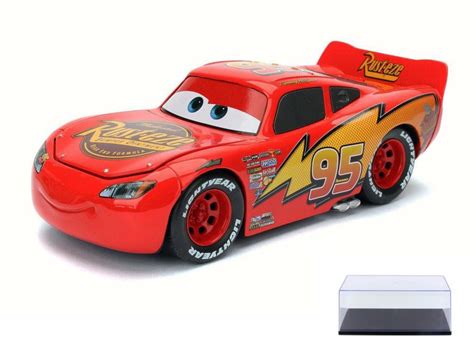 Diecast Car & Display Case Package - Disney Pixar CARS Lightning McQueen, Red - Jada 98352 - 1/ ...