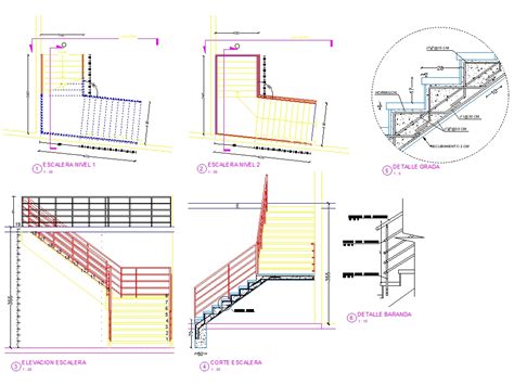 Escaleras detalles en AutoCAD | Descargar CAD gratis (211.29 KB ...