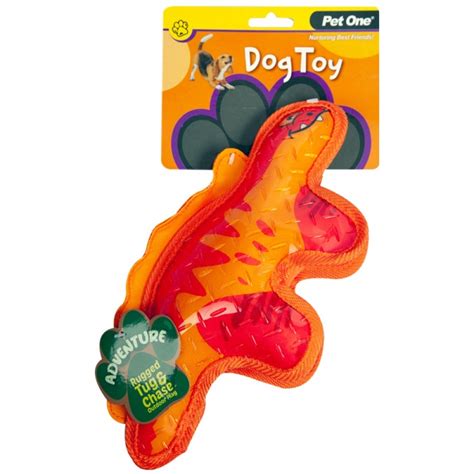 Pet One Adventure Squeaky Dinosaur Dog Toy - 30cm Red