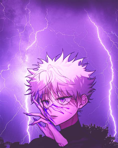 Ladda ner Lilaestetisk Killua Pfp Anime Fanart. Wallpaper | Wallpapers.com