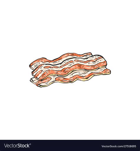 Cartoon bacon drawing isolated on white background