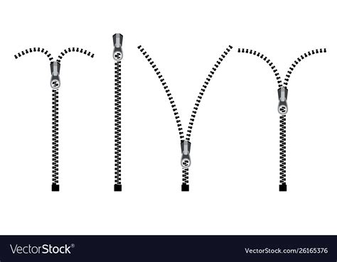 Open zipper teeth metal fastener isolated Vector Image