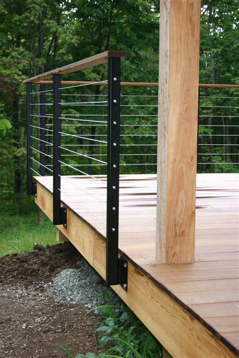 Diy Cable Railing With Wood Posts : Custom cable rail with wood top cap and powder coated ...