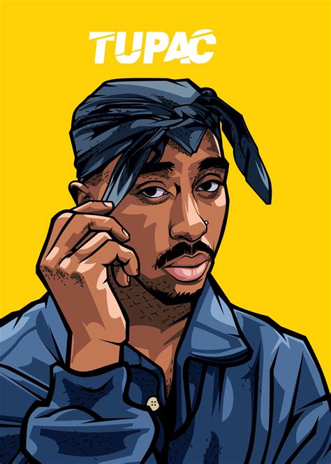 Download Tupac Cartoon Portrait Wallpaper | Wallpapers.com