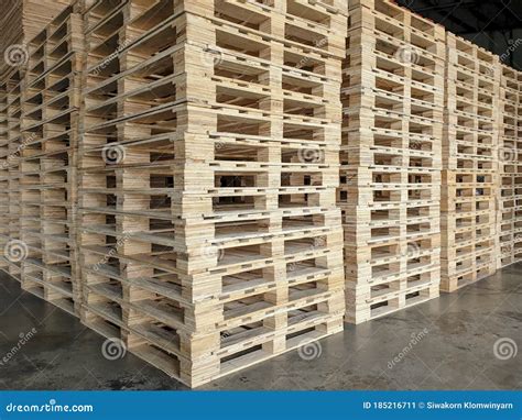 Stack of Wooden Pallets in Warehouse Storage. Stock Image - Image of manufacturing, handle ...