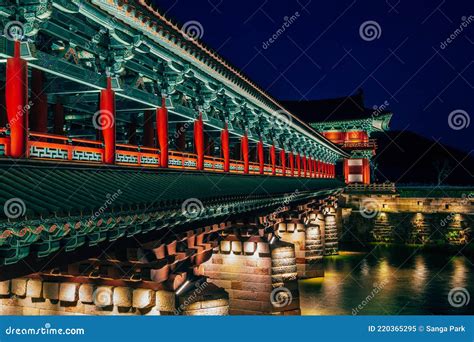 Night View of Woljeonggyo Traditional Bridge on River in Gyeongju, Korea Stock Image - Image of ...