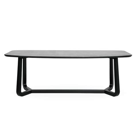 Black wood oval dining table