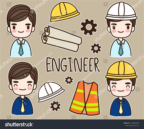 Engineer Cartoon Cute Engineering Gear Stock Illustration 1464046649 ...