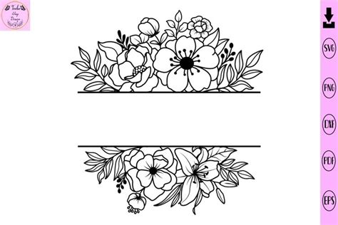 Floral Split Monogram Svg Flower Svg