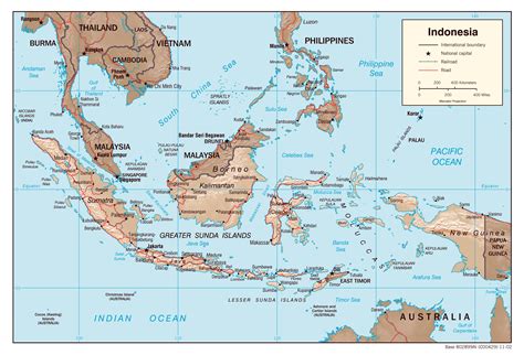 Large detailed political map of Indonesia with relief, roads and major cities - 2002 | Indonesia ...