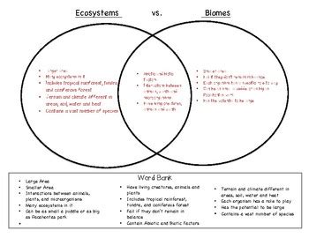 Ecosystem vs. Biome Venn Diagram by Ms Corey Science Spot | TPT