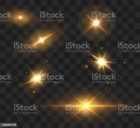 Realistic Collection Of Bright Light Effects Stock Illustration - Download Image Now - Abstract ...