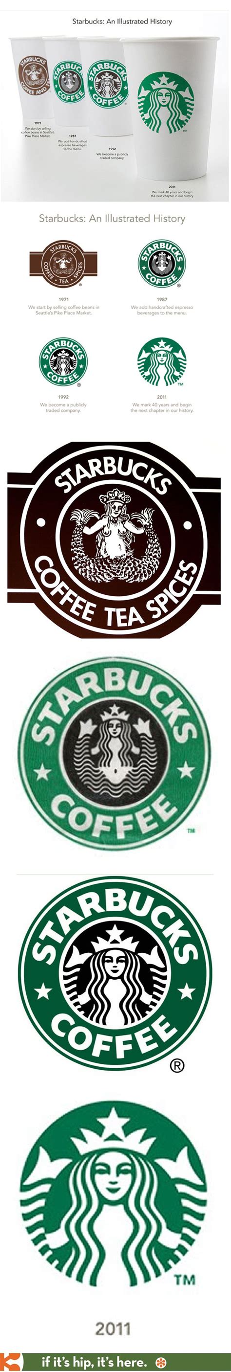 the starbucks logo is shown in three different colors and styles, including brown, green, and white